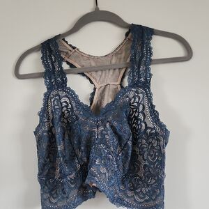 Blue Lace Crop Top